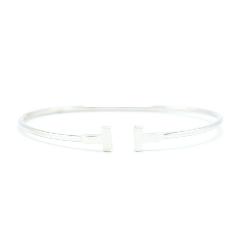 Tiffany Size Medium Tiffany T Narrow Wire bracelet 18K White Gold