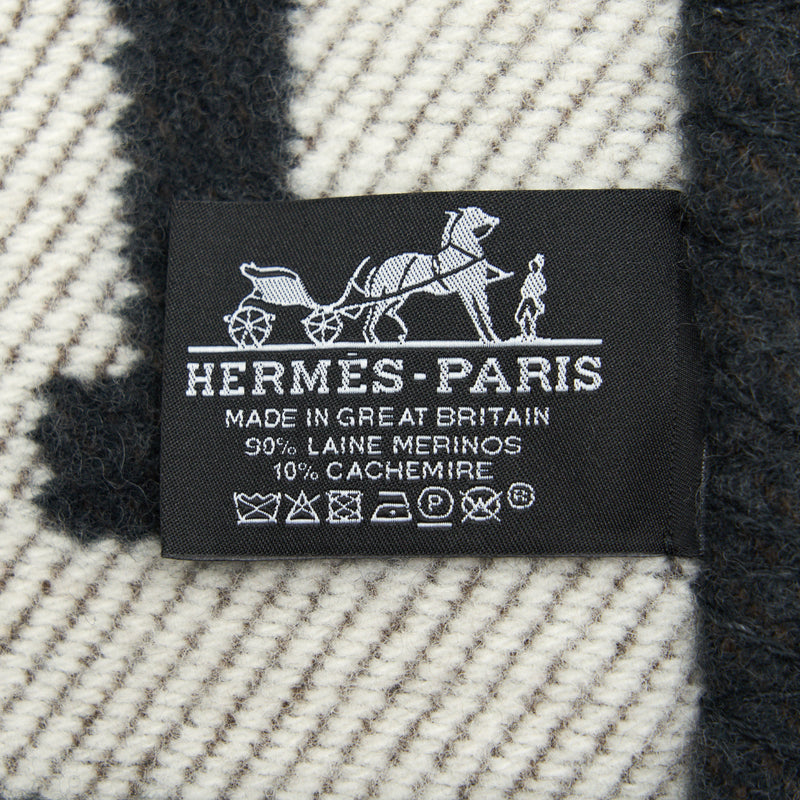 Hermes Avalon Throw Blanket Gris Fonce/ Ecru