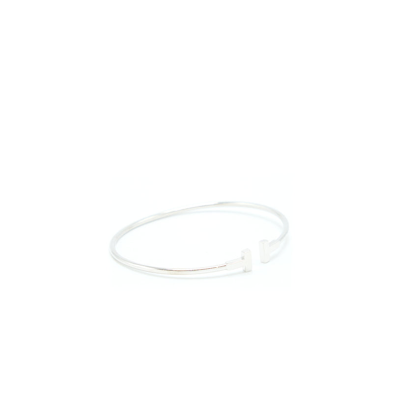 Tiffany Size Medium Tiffany T Narrow Wire bracelet 18K White Gold