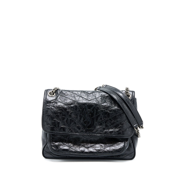 Saint Laurent Niki Aged Calfskin Black With Black And Ruthenium Hardware