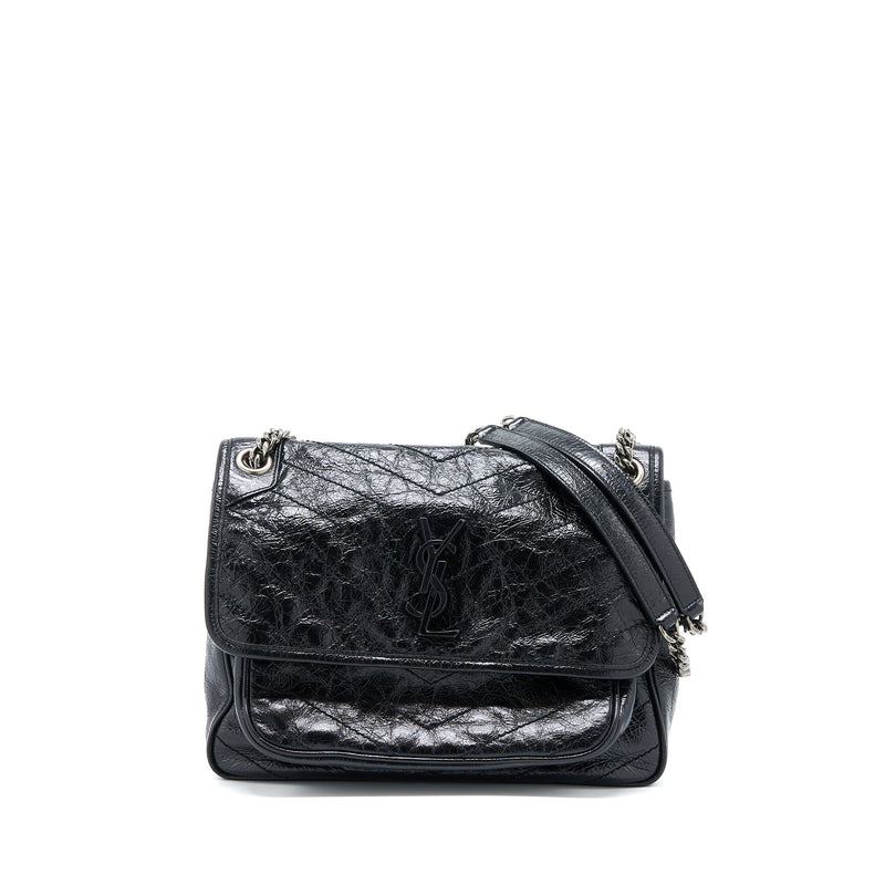 Saint Laurent Niki Aged Calfskin Black With Black And Ruthenium Hardware