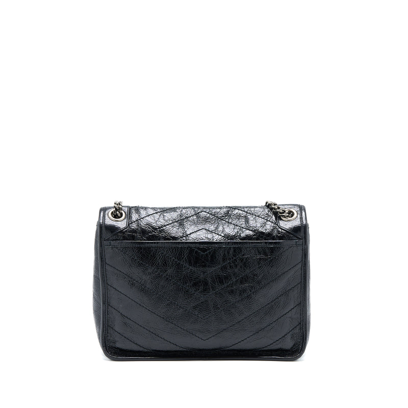 Saint Laurent Niki Aged Calfskin Black With Black And Ruthenium Hardware