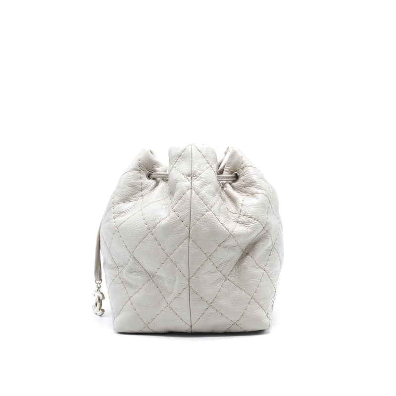 Chanel Caviar Bucket Tote Bag Grey SHW Serial15