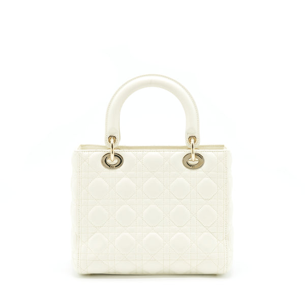 Dior Medium Lady Dior Bag Lambskin White LGHW
