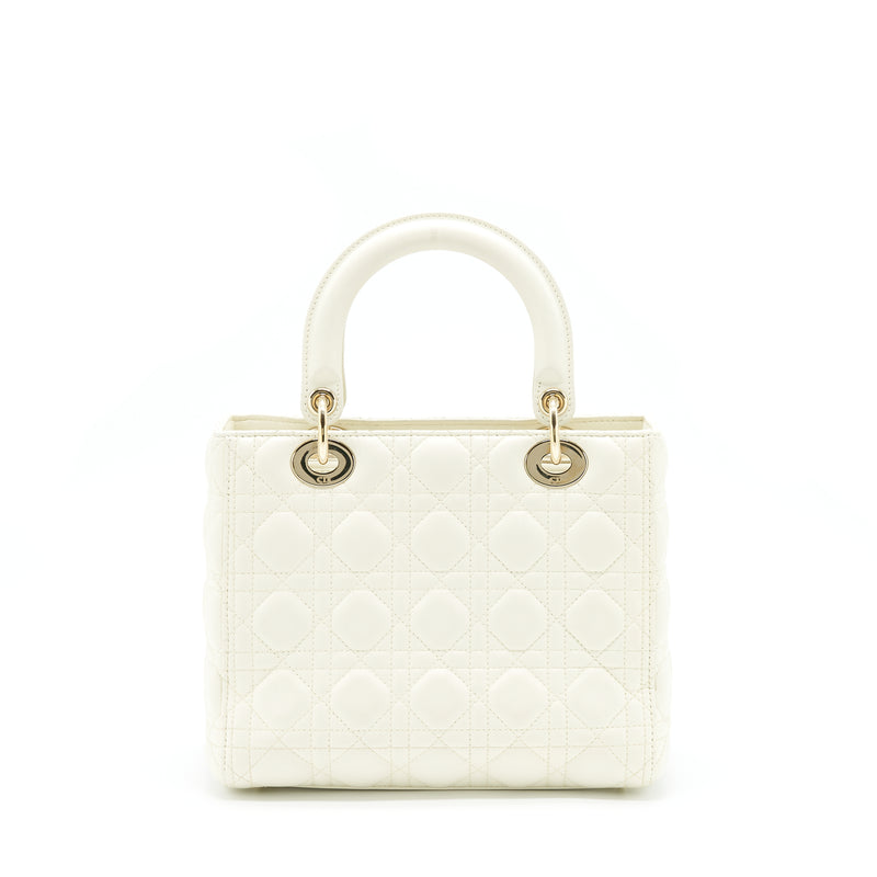 Dior Medium Lady Dior Bag Lambskin White LGHW