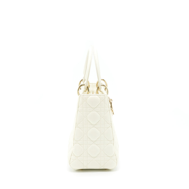 Dior Medium Lady Dior Bag Lambskin White LGHW