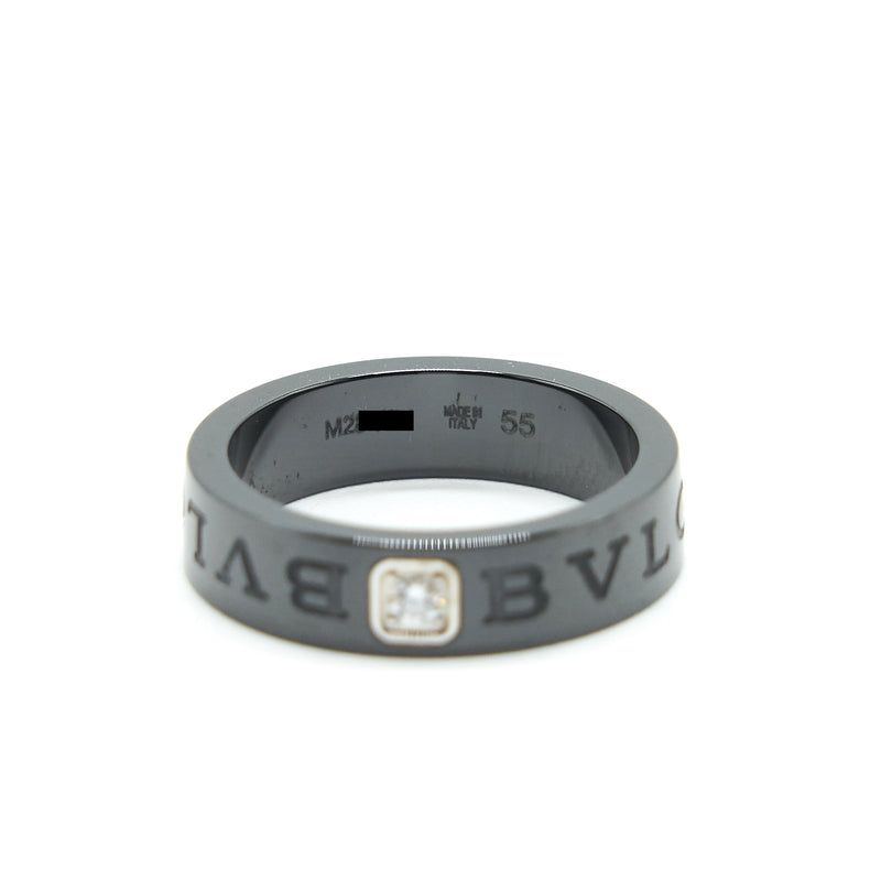 BVLGARI SIZE 55 ESSENTIAL RING WITH ONE DIAMOND