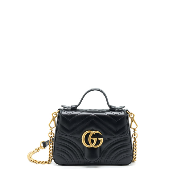 Gucci GG Marmont Mini Top Handle Bag Calfskin Black GHW