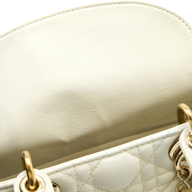 Dior Small Lady Dior My ABCdior Bag Lambskin White LGHW