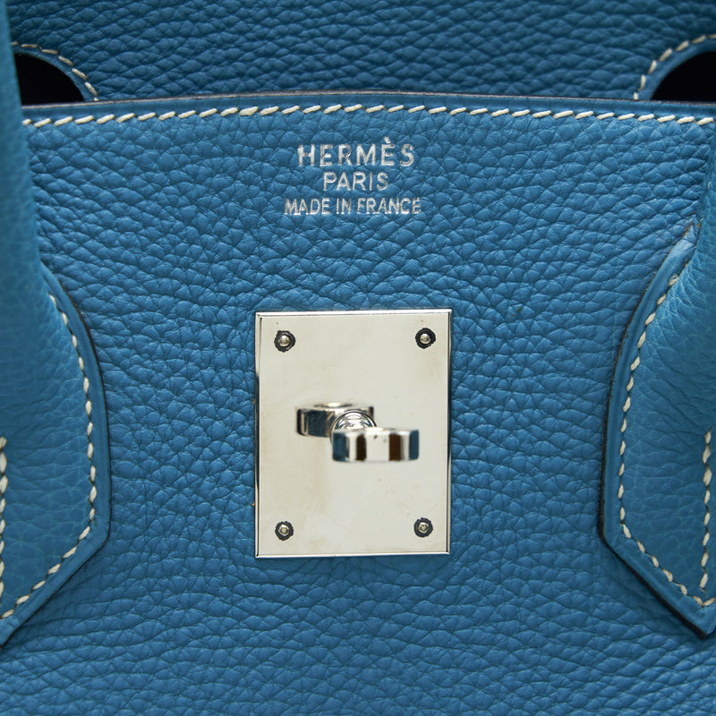 A Hermes style 35 Birkin bag in denim blue