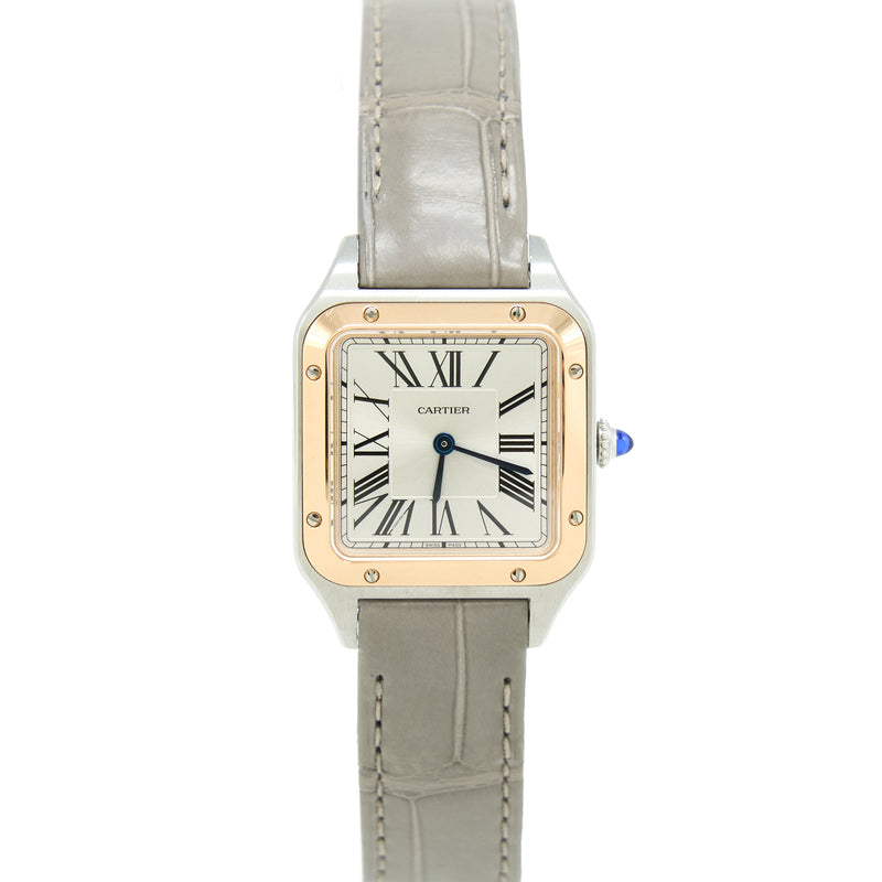 Cartier Santos Dumont Small Modal Rose Gold Steel Silvered Dial W2SA0012