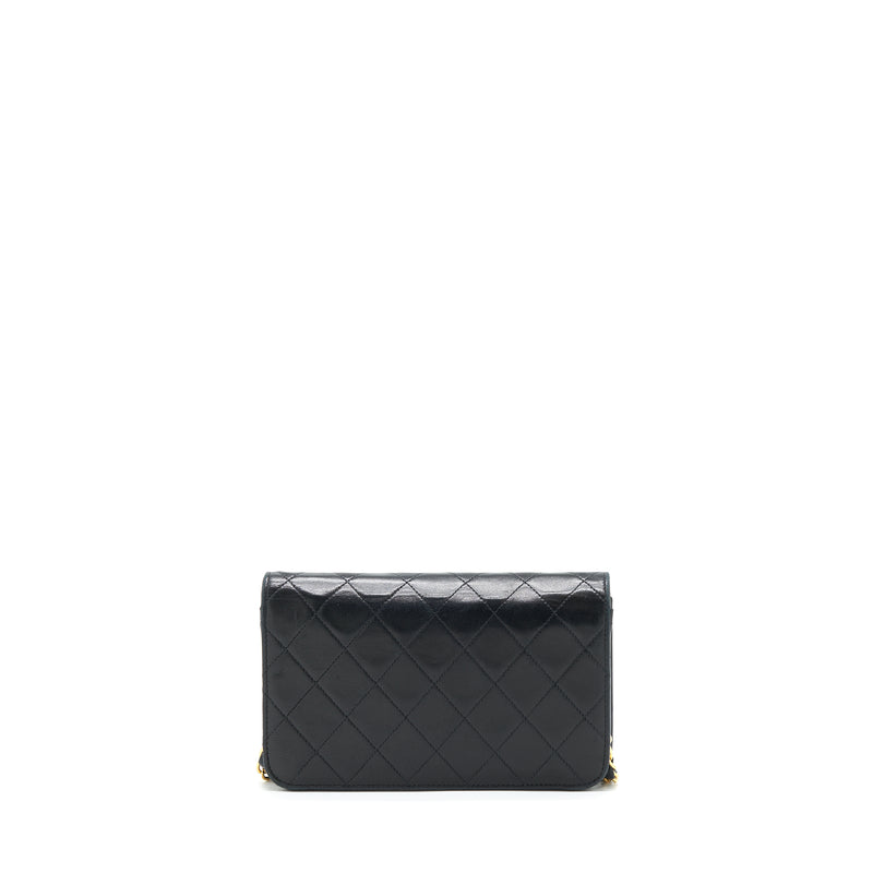 Chanel Vintage Quilted Flap Chain Wallet Black GHW