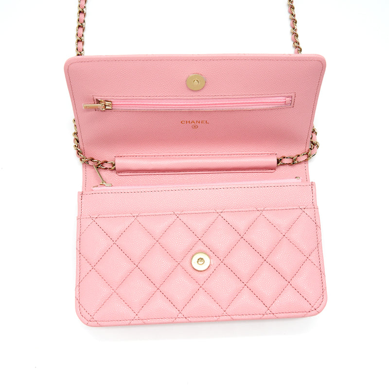 Chanel 22C Classic Wallet On Chain Caviar Pink LGHW (microchip)