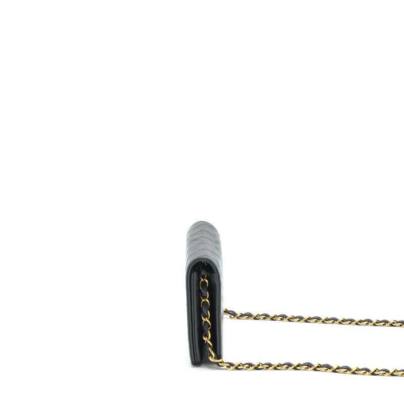 Chanel Vintage Quilted Flap Chain Wallet Black GHW