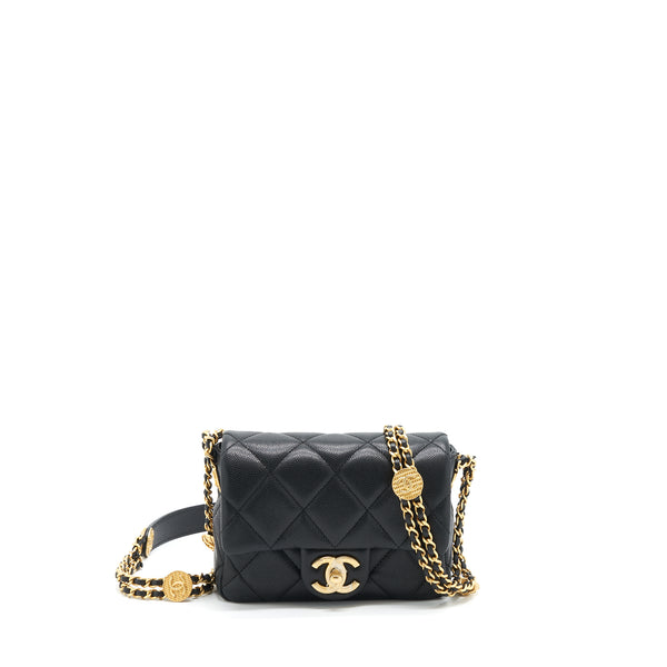 Chanel 22A Small Flap Bag Caviar Black Brushed GHW (Microchip)
