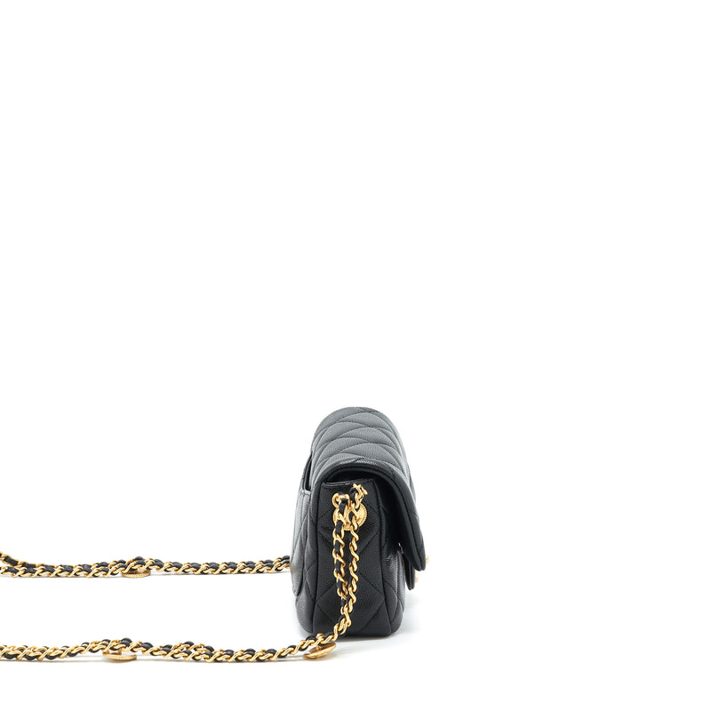 Chanel 22A Small Flap Bag Caviar Black Brushed GHW (Microchip)