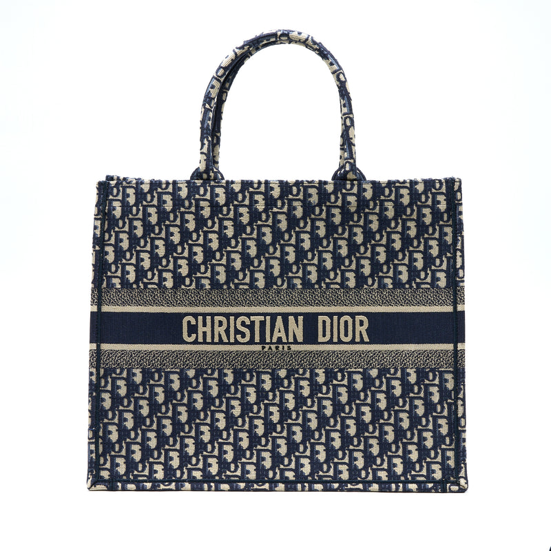 Dior Large Book Tote Blue Oblique Jacquard