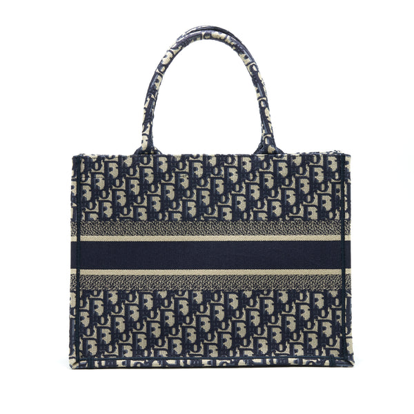 Dior Small Booktote Bag Blue Oblique Embroidery