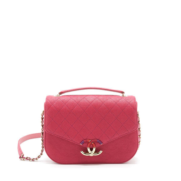 Chanel Seasonal Messenger Crossbody Bag Caviar Pink LGHW