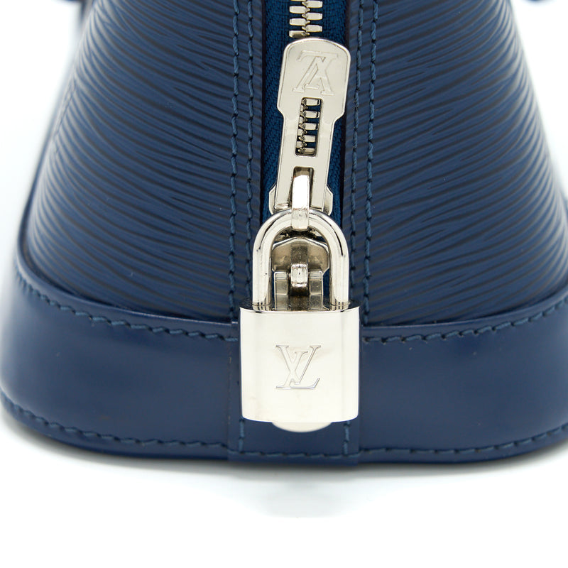 Authentic Louis Vuitton Alma BB Epi leather Blue Indigo Box/Dust
