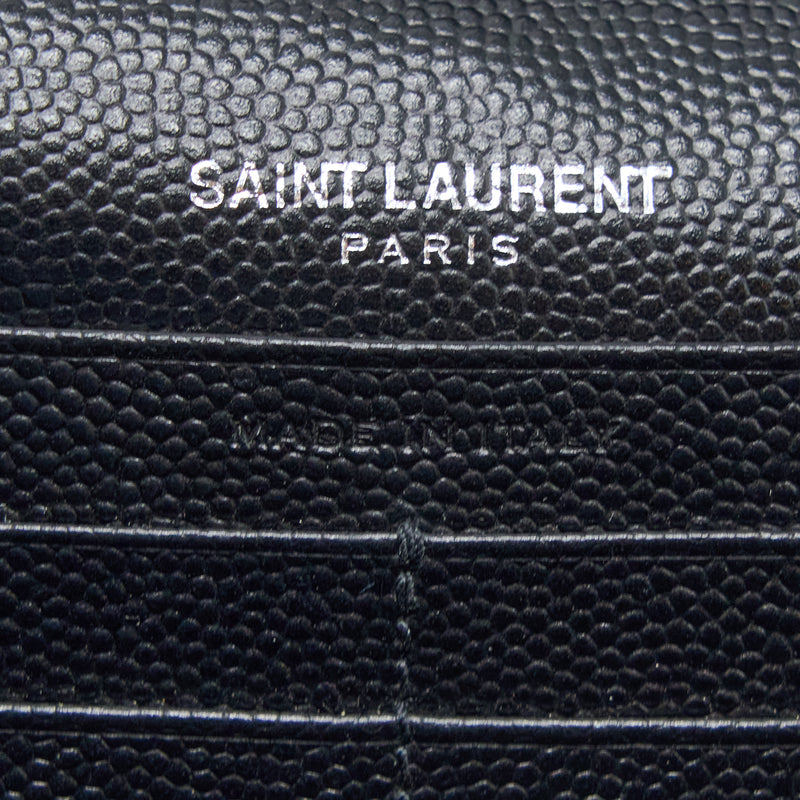 Saint Laurent/YSL Envelop Chain Wallet Grained CalfSkin Black SHW