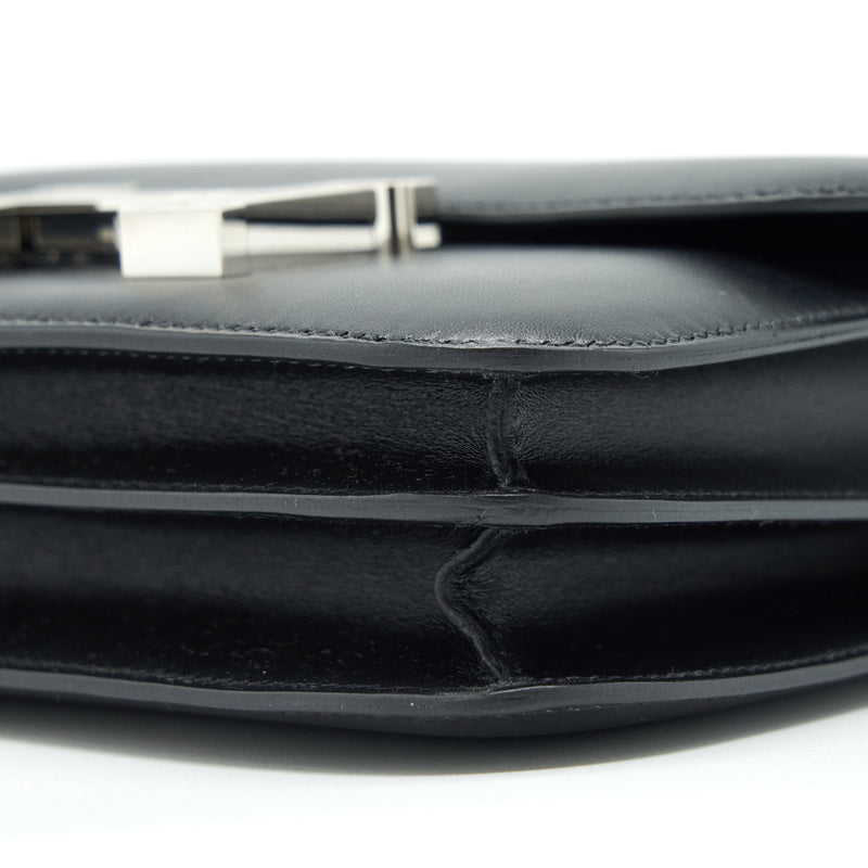 Hermes Mini Constance Monsteur Leather Lizard Buckle Black / Ombre SHW