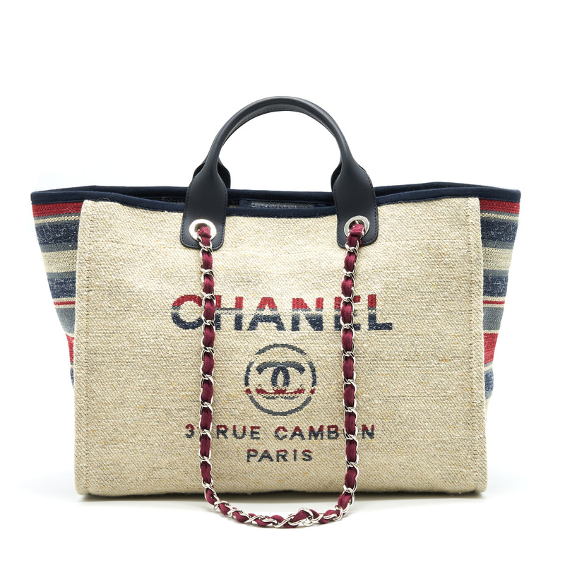 Chanel Deauville Raffia Grossgrain Tote Bag Light Gray – Bag Religion
