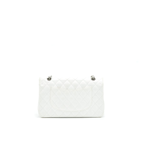 CHANEL MEDIUM CLASSIC DOUBLE FLAP BAG CAVIAR WHITE SHW