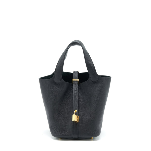 Hermes Picotin 18 Clemence Black GHW Stamp Z