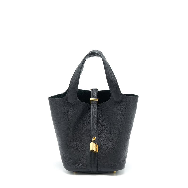 Hermes Picotin 18 Clemence Black GHW Stamp Z