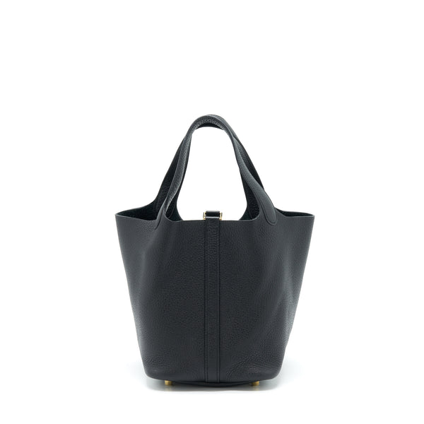 Hermes Picotin 18 Clemence Black GHW Stamp Z