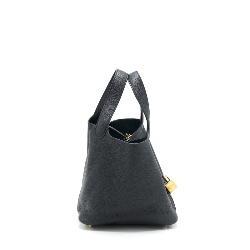 Hermes Picotin 18 Clemence Black GHW Stamp Z