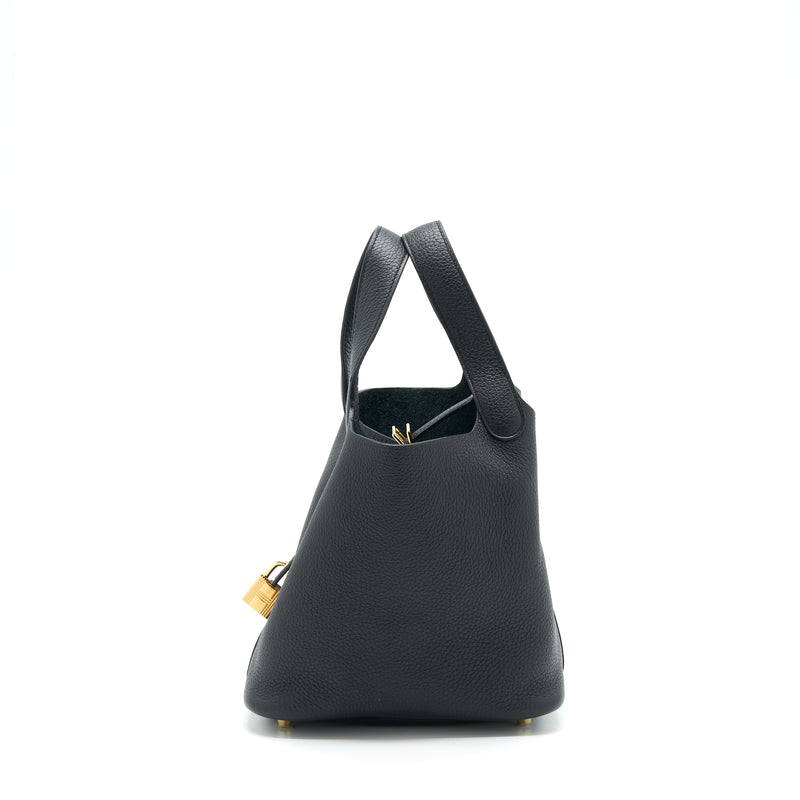 Hermes Picotin 18 Clemence Black GHW Stamp Z
