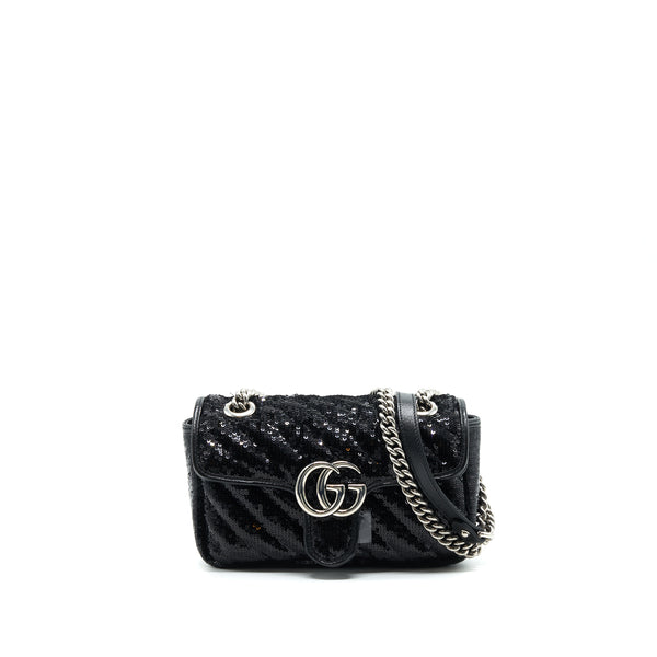 Gucci Marmont Mini Sequin Shoulder Bag Black