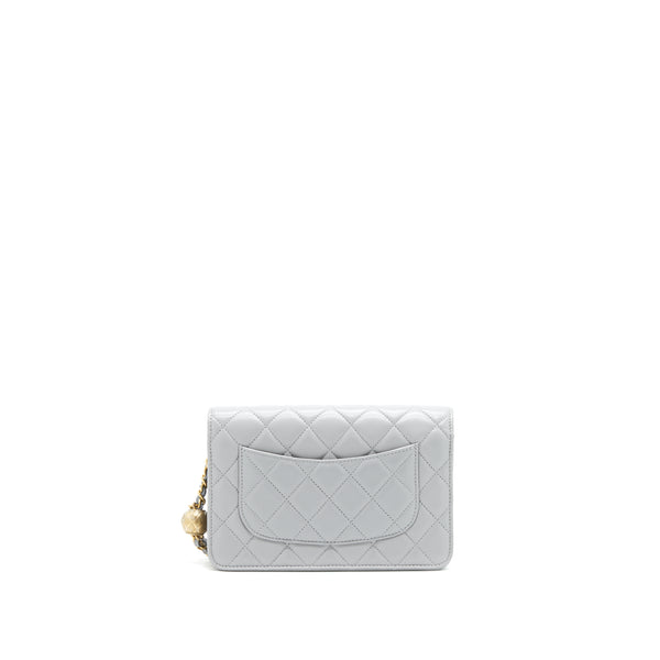 Chanel 21B Pearl Crush Wallet On Chain Grey GHW