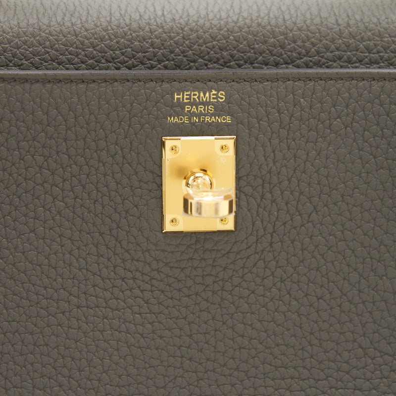 Hermes Kelly 25 Togo 8F Gris Etain GHW Stamp Z