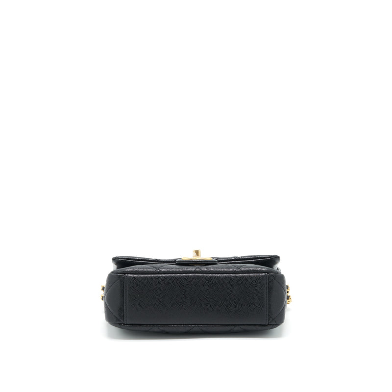 Chanel 22A Small Flap Bag With Button On Chains Caviar Black Brushed GHW