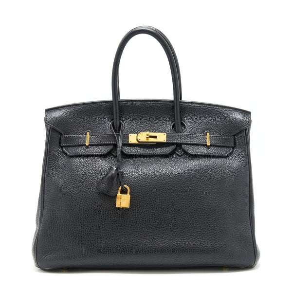 Hermes birkin 35 Clemence black GHW stamp Square N