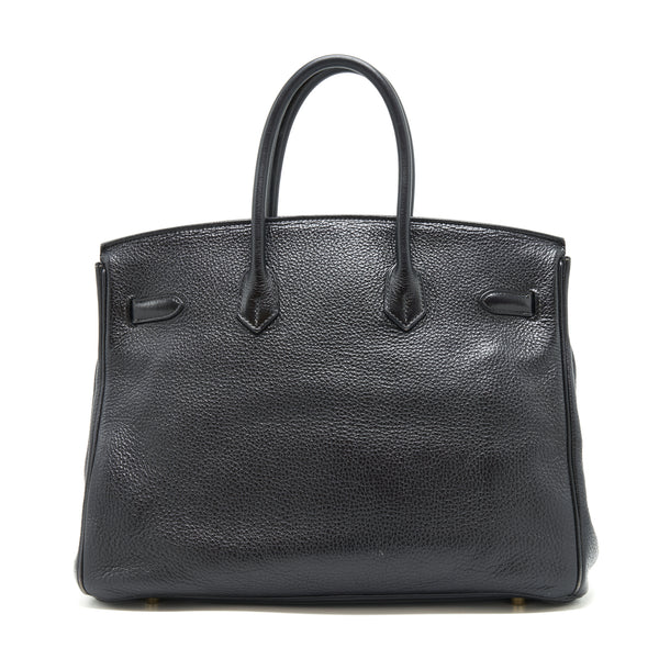 Hermes birkin 35 Clemence black GHW stamp Square N