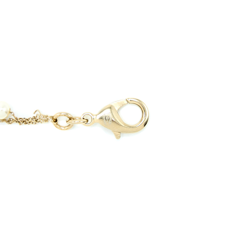 Chanel Pearl And CC Logo Bracelet Light Gold Tone