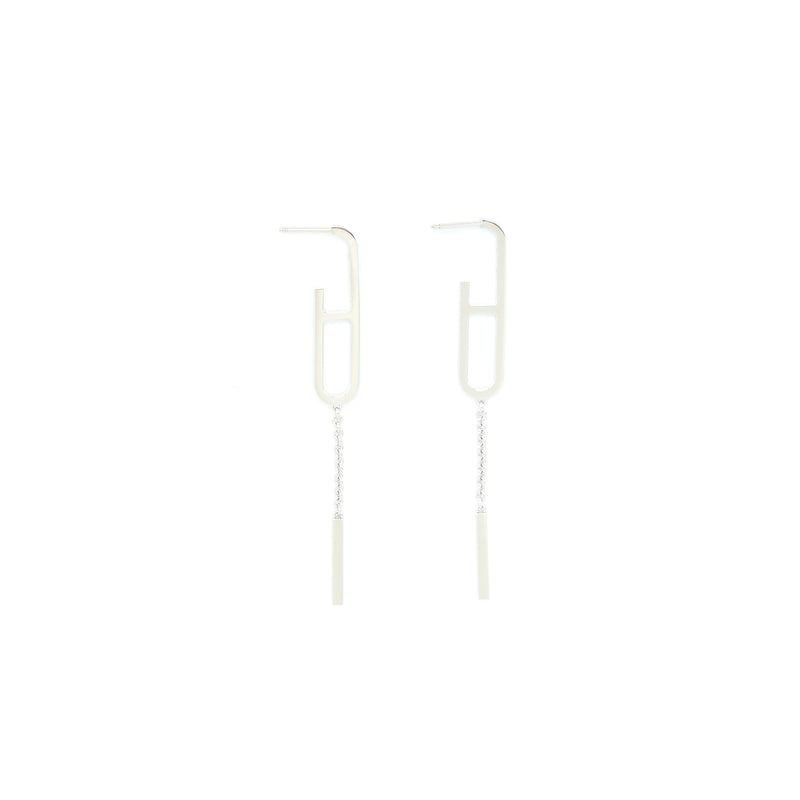 Hermes Ever Chaine D'ancre Lariat Earrings White Gold With Diamonds