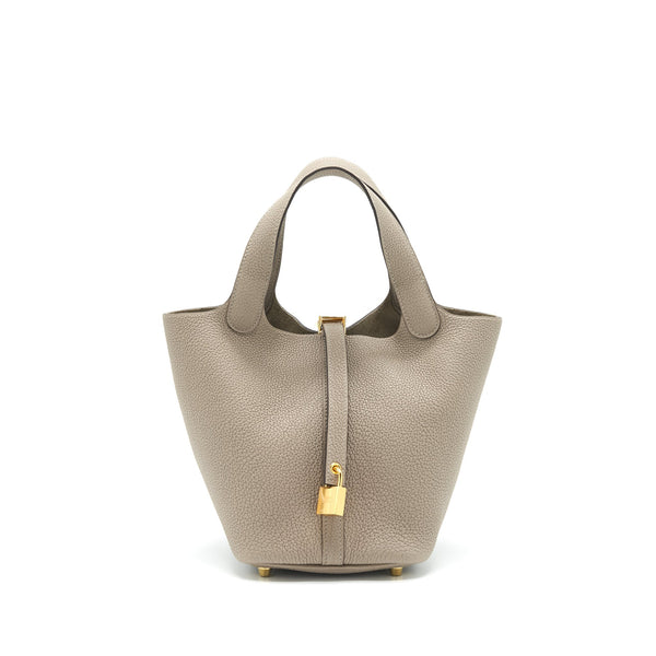 Hermes Picotin 18 Lock Bag Taurillon Maurice M8 Gris Asphalte GHW  Stamp Z
