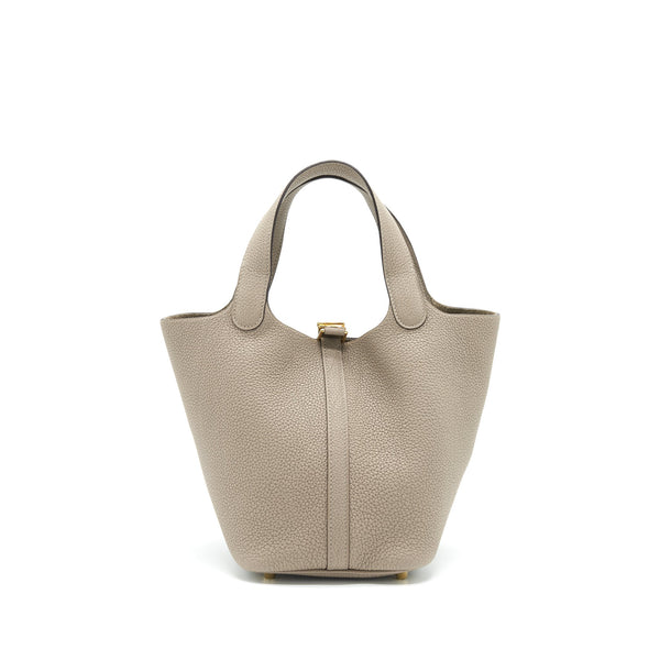 Hermes Picotin 18 Lock Bag Taurillon Maurice M8 Gris Asphalte GHW  Stamp Z