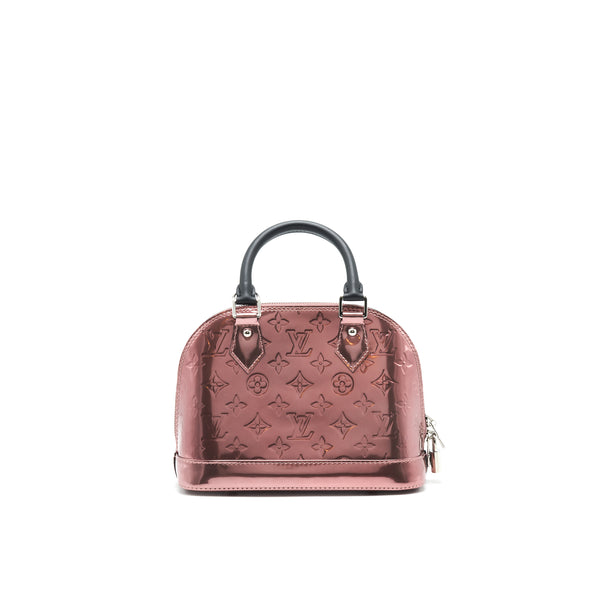 LOUIS VUITTON ALMA BB PATENT LEATHER METALLIC PINK WITH BLACK HANDLE SHW