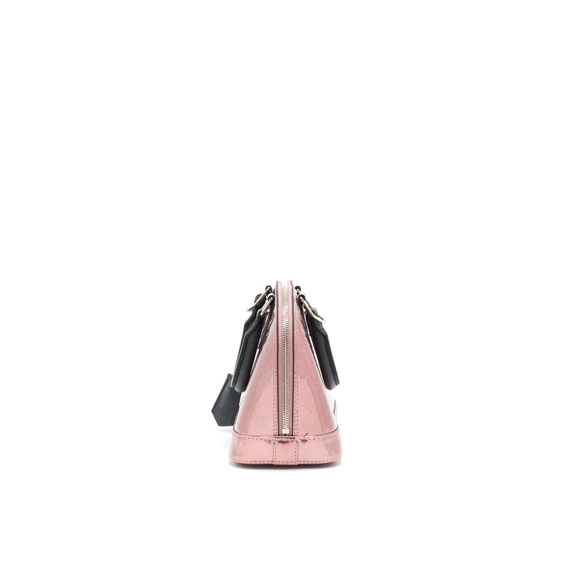LOUIS VUITTON ALMA BB PATENT LEATHER METALLIC PINK WITH BLACK HANDLE S