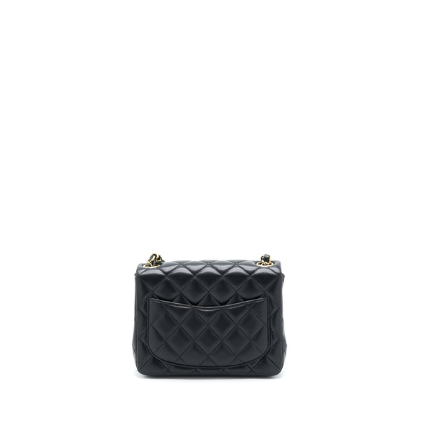 Chanel Mini Square Flap Bag Lambskin Black GHW (Microchip)