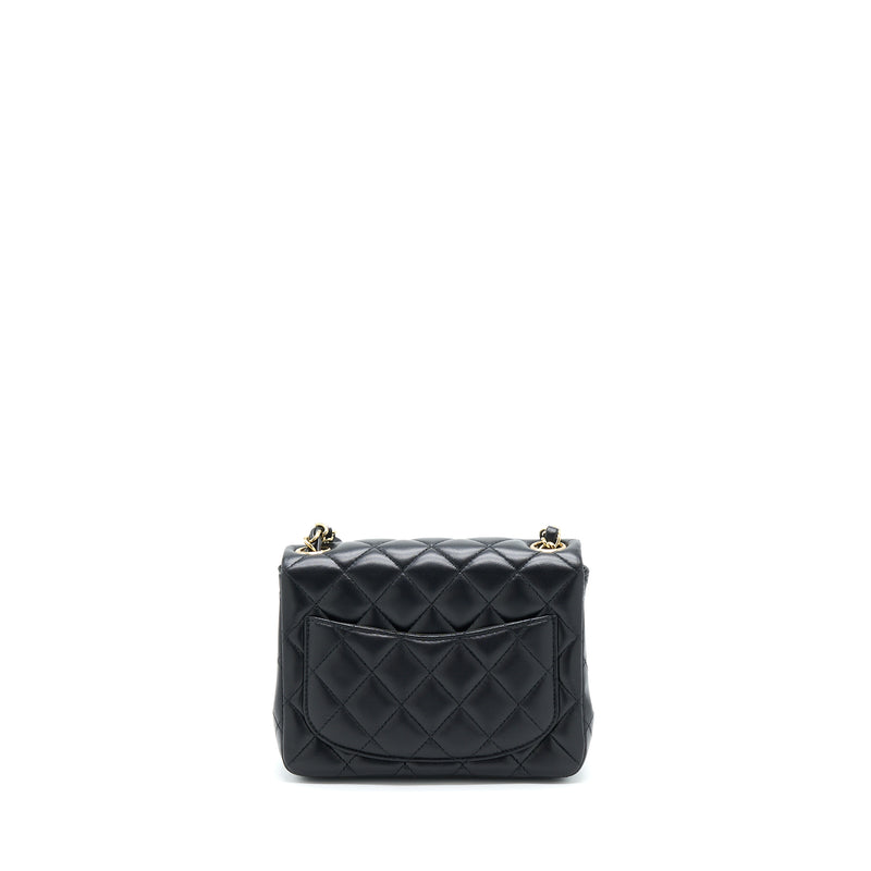 Chanel Mini Square Flap Bag Lambskin Black GHW (Microchip)
