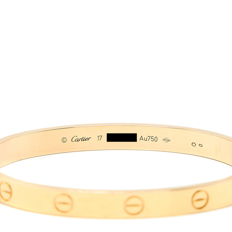 Cartier Size 17 Love Bracelet Yellow Gold