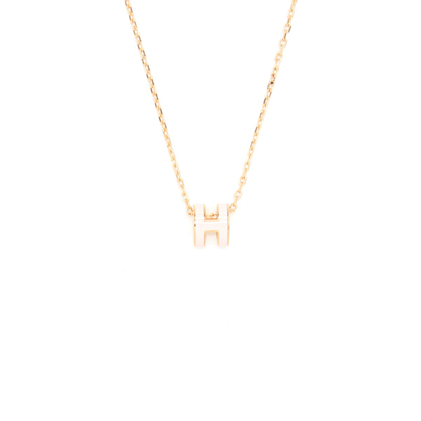 Hermes Mini Pop H Pendant Rose Dragee RGHW