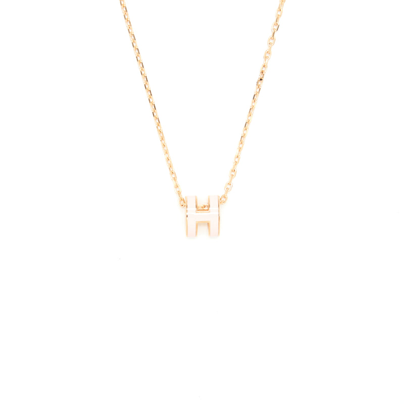 Hermes Mini Pop H Pendant Rose Dragee RGHW